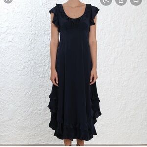 Zimmermann | Navy Silk Scoop Neck Flutter | 1